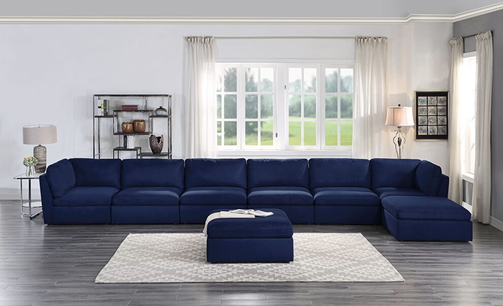 Blue fabric modular 7pcs sectional sofa by Acme