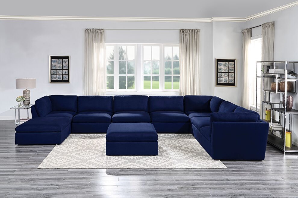 Blue fabric modular 8pcs sectional sofa by Acme