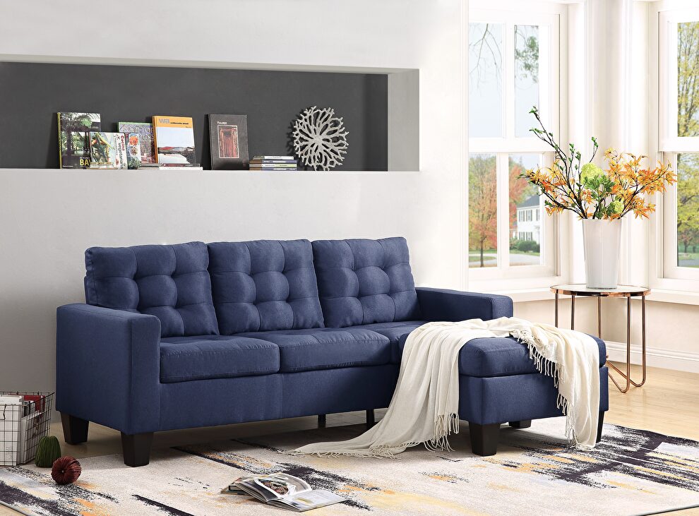 Blue linen reversible sectiona sofa by Acme