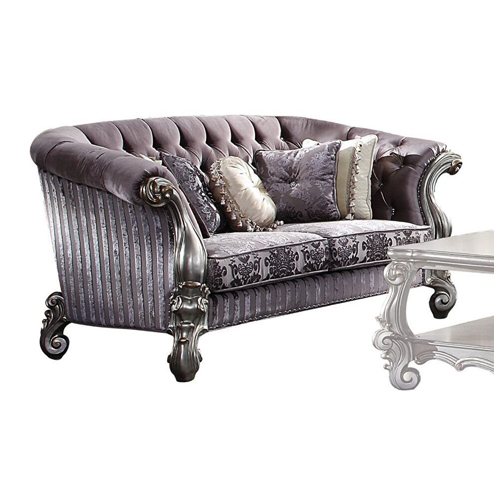Gray victorian style traditional loveseat by Acme