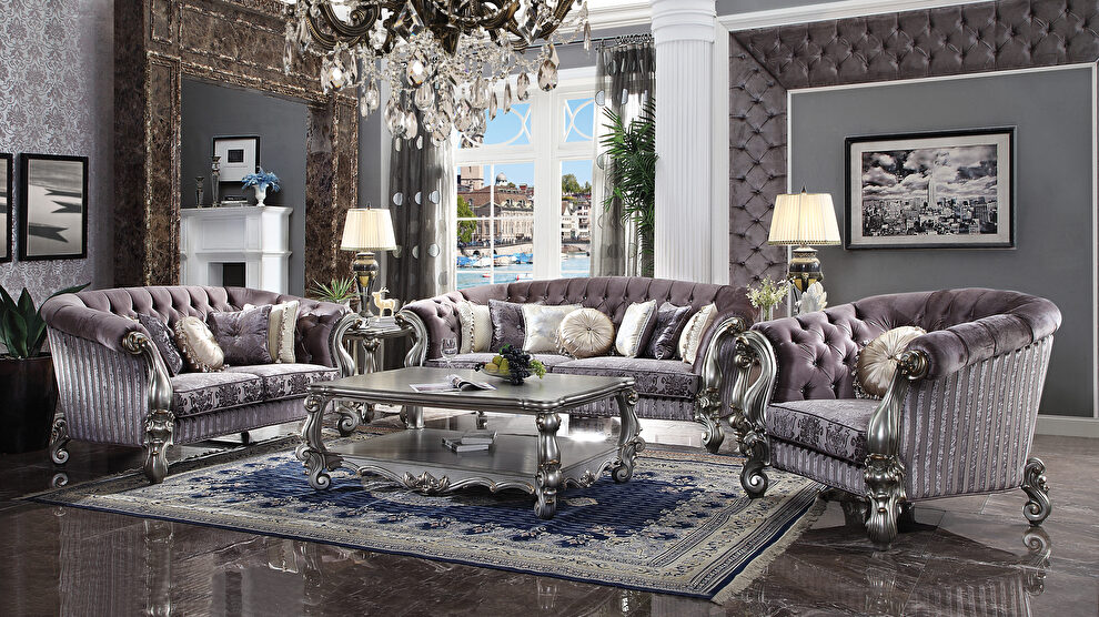 Gray victorian style traditional sofa by Acme