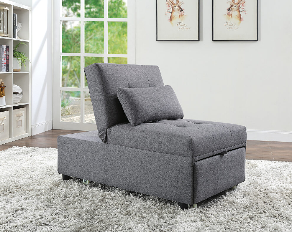 Gray fabric upholstery stylish single sofa bed by Acme