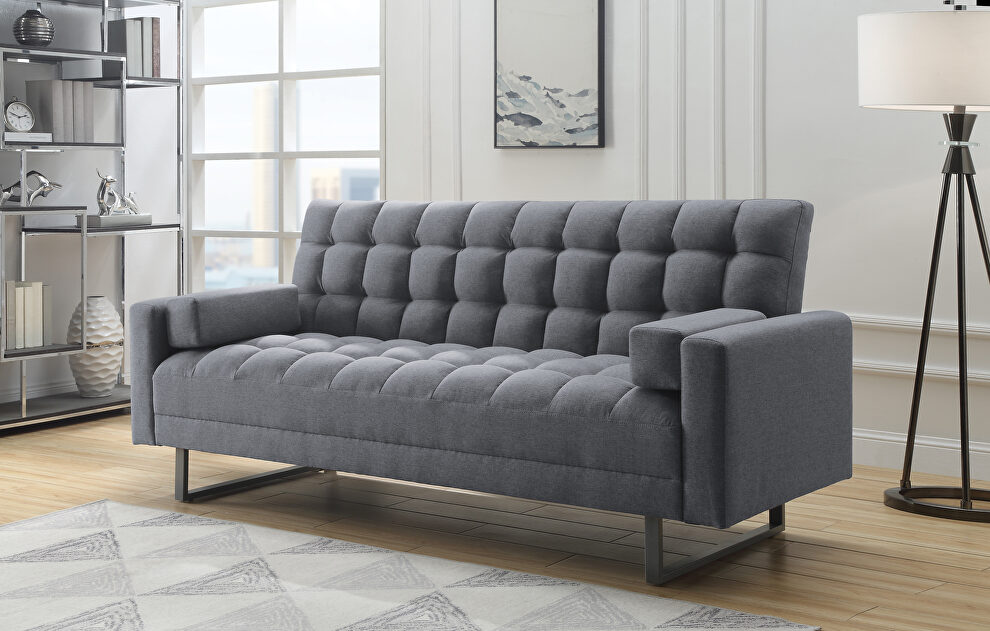 Gray fabric upholstery contemporary style sofa bed by Acme