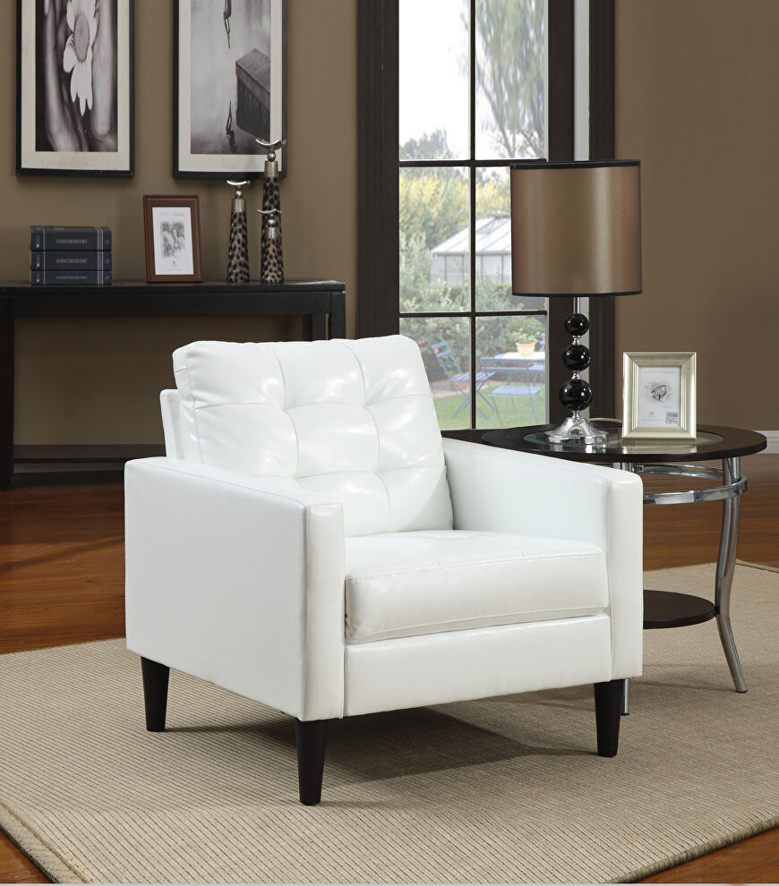 White pu accent chair by Acme