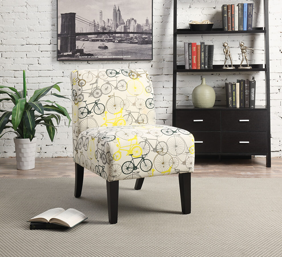 Bike pattern fabric accent chair by Acme