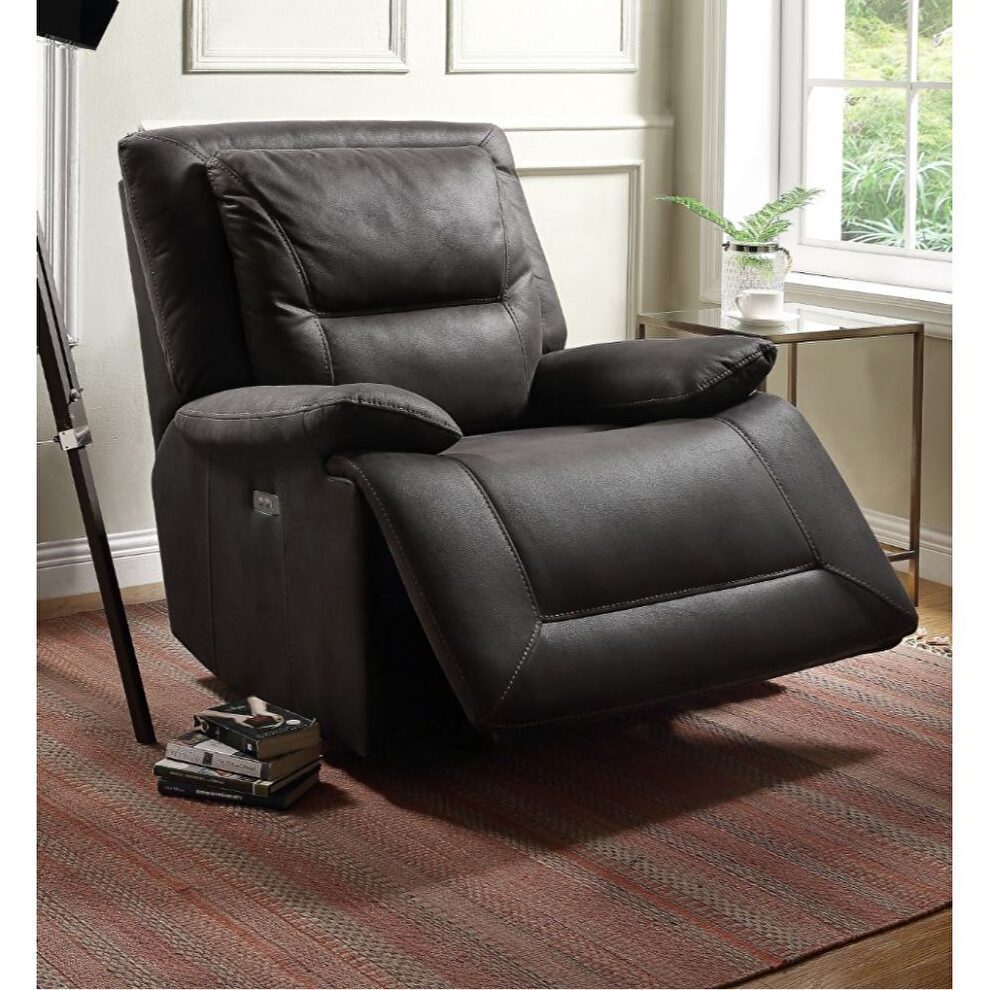 Charcoal fabric power glider recliner chair by Acme
