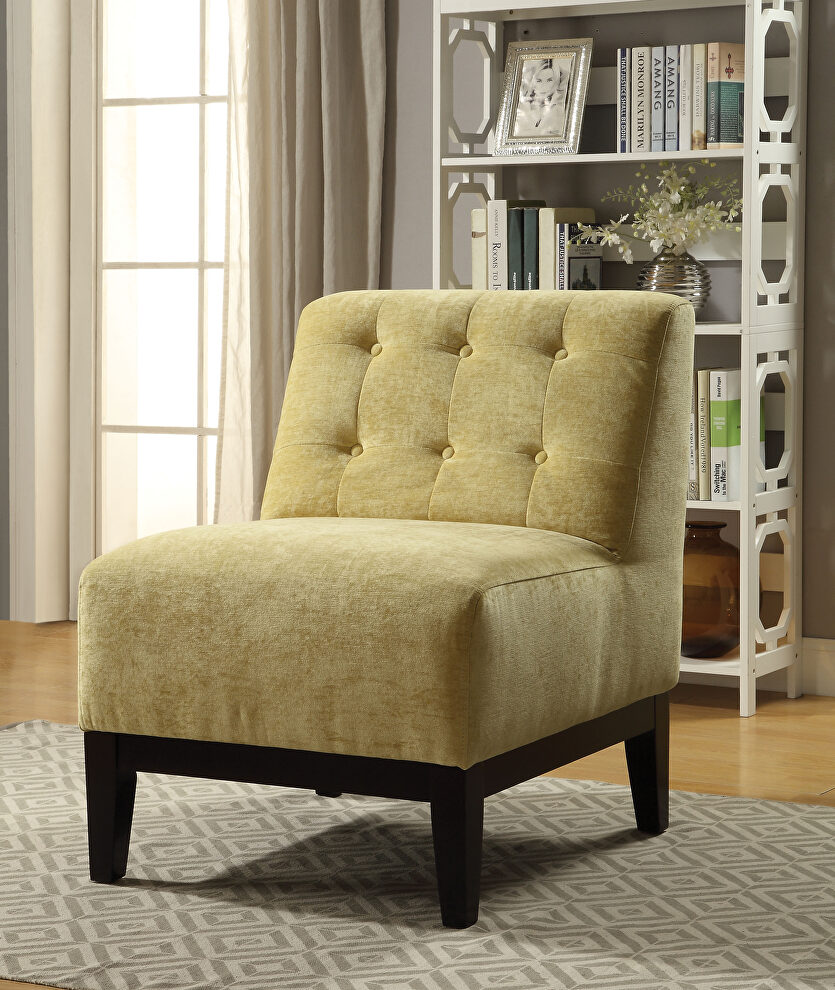 Yellow fabric accent chair by Acme