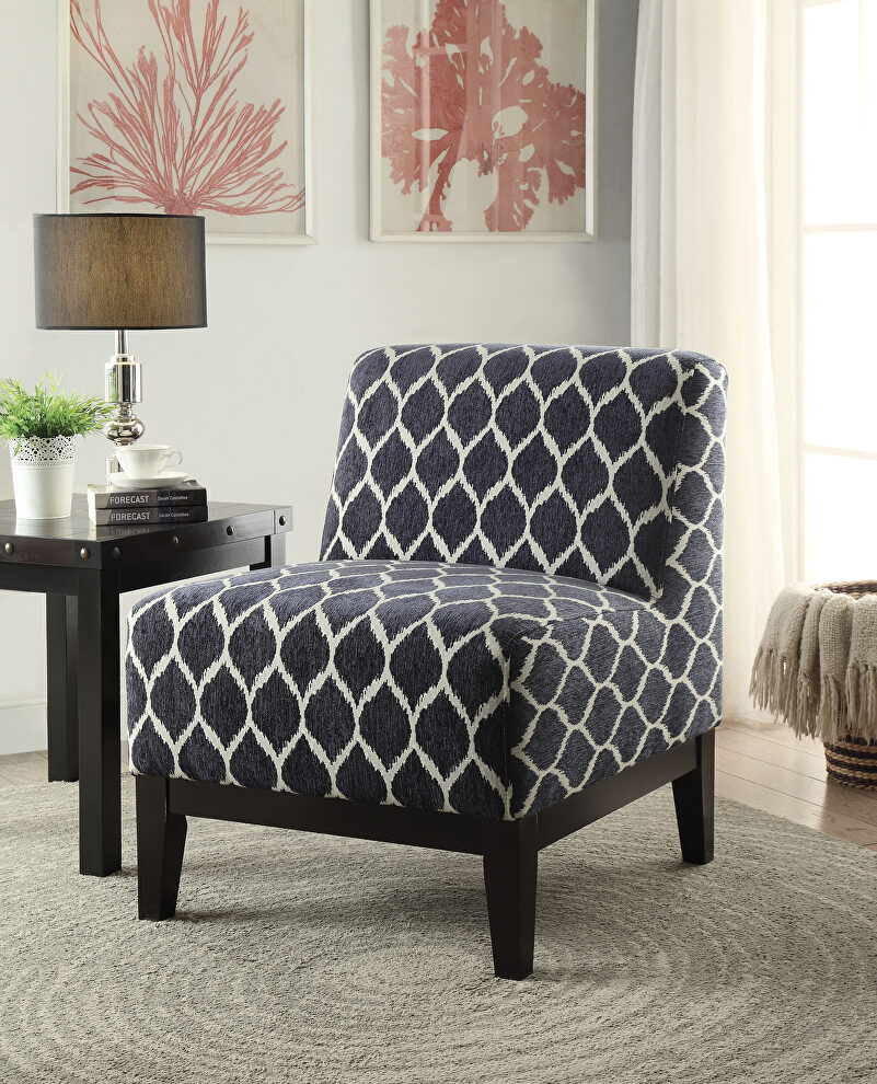 Dark blue chenille accent chair by Acme