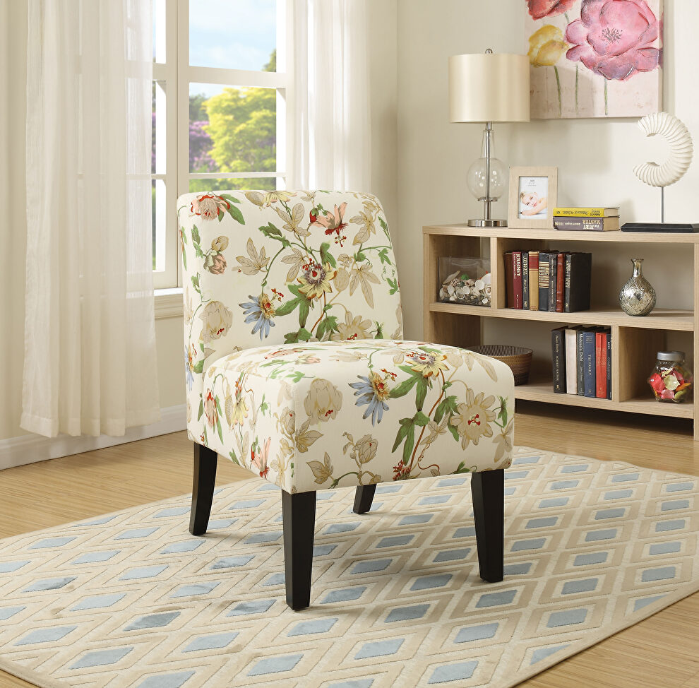 Floral fabric accent chair by Acme