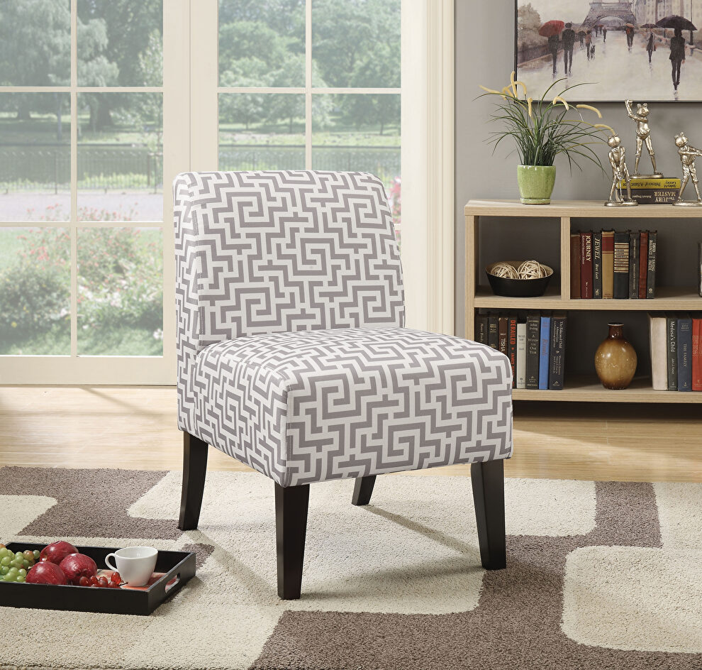 Gray pattern fabric accent chair by Acme