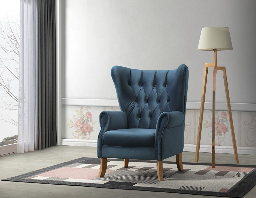 Azure blue velvet accent chair by Acme