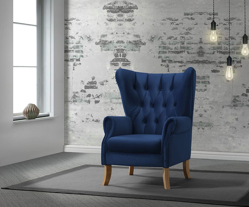 Navy blue velvet accent chair by Acme
