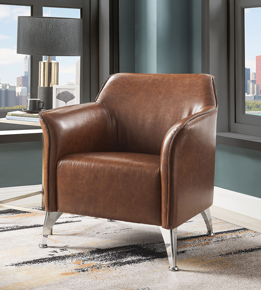 Brown pu accent chair by Acme