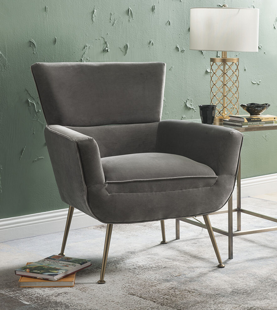 Gray velvet accent chair by Acme