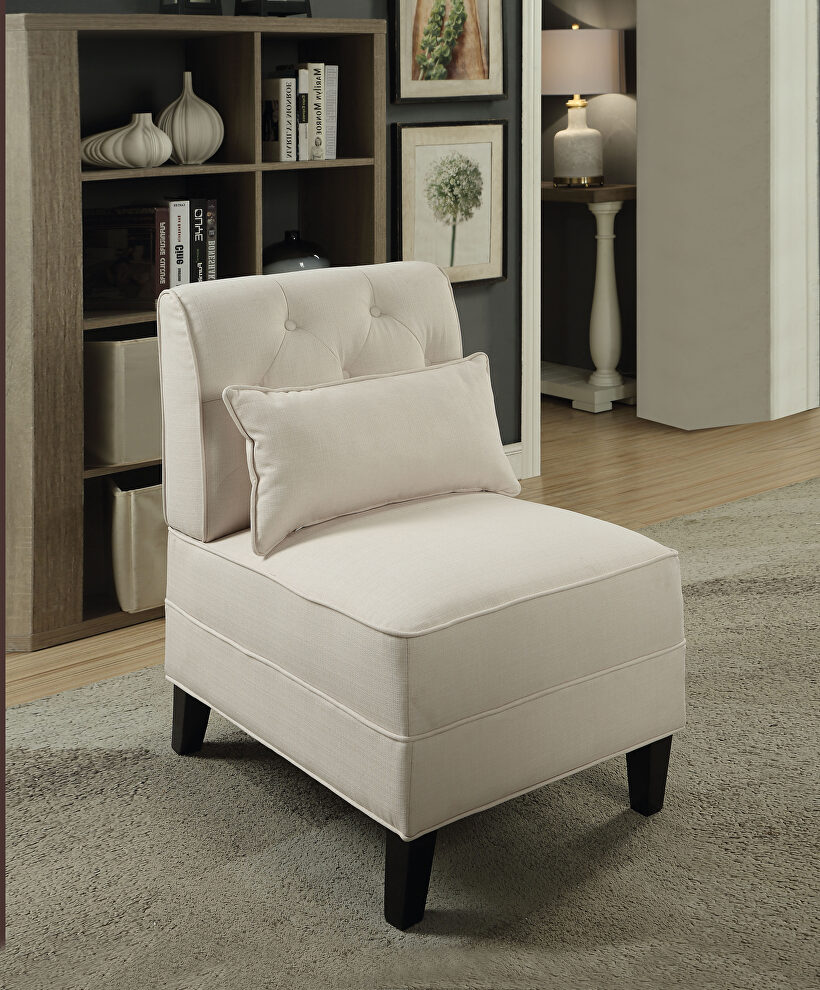 Cream linen accent chair & pillow by Acme