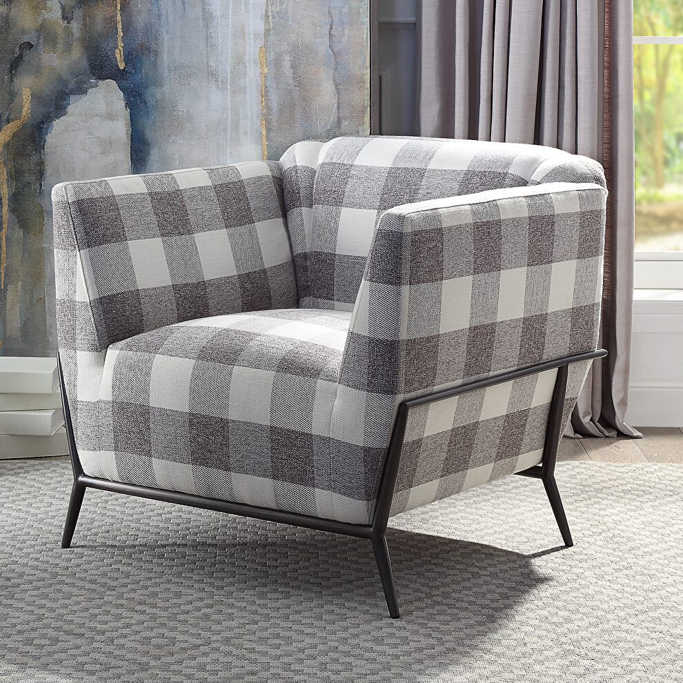Pattern fabric & metal accent chair by Acme