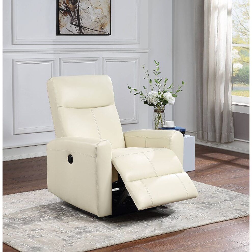 Beige top grain leather match power motion recliner by Acme