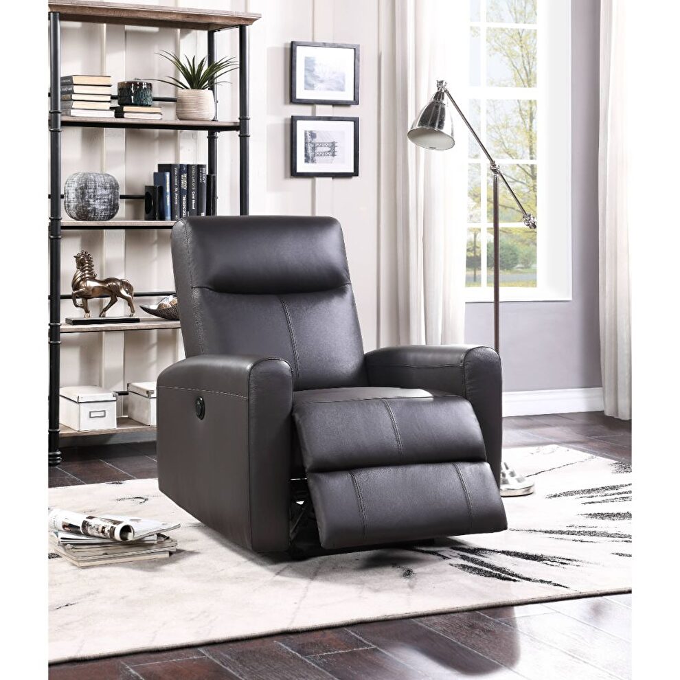 Brown top grain leather match power motion recliner by Acme