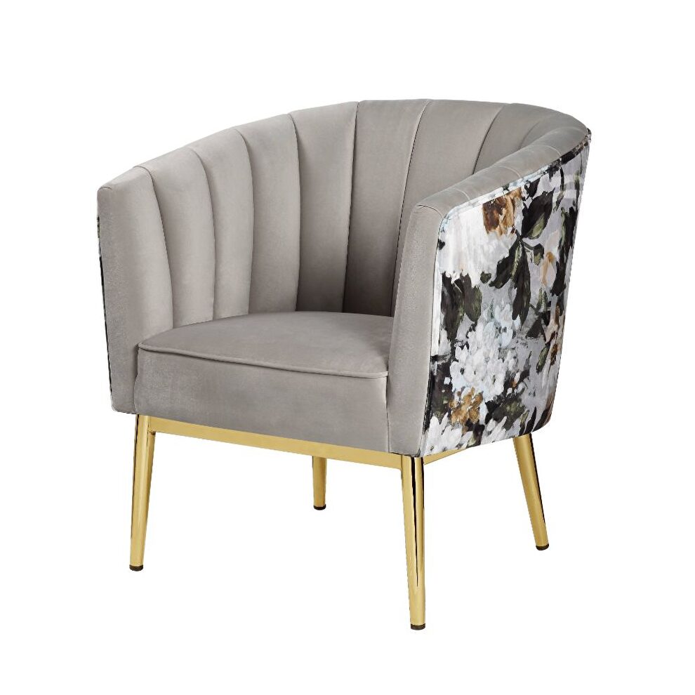 Velvet glam style chair w/ floral accent by Acme