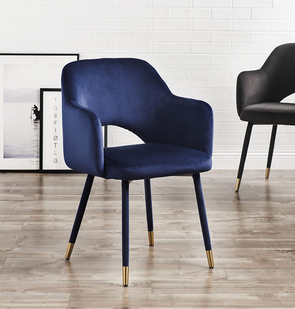 Ocean blue velvet & gold accent chair by Acme