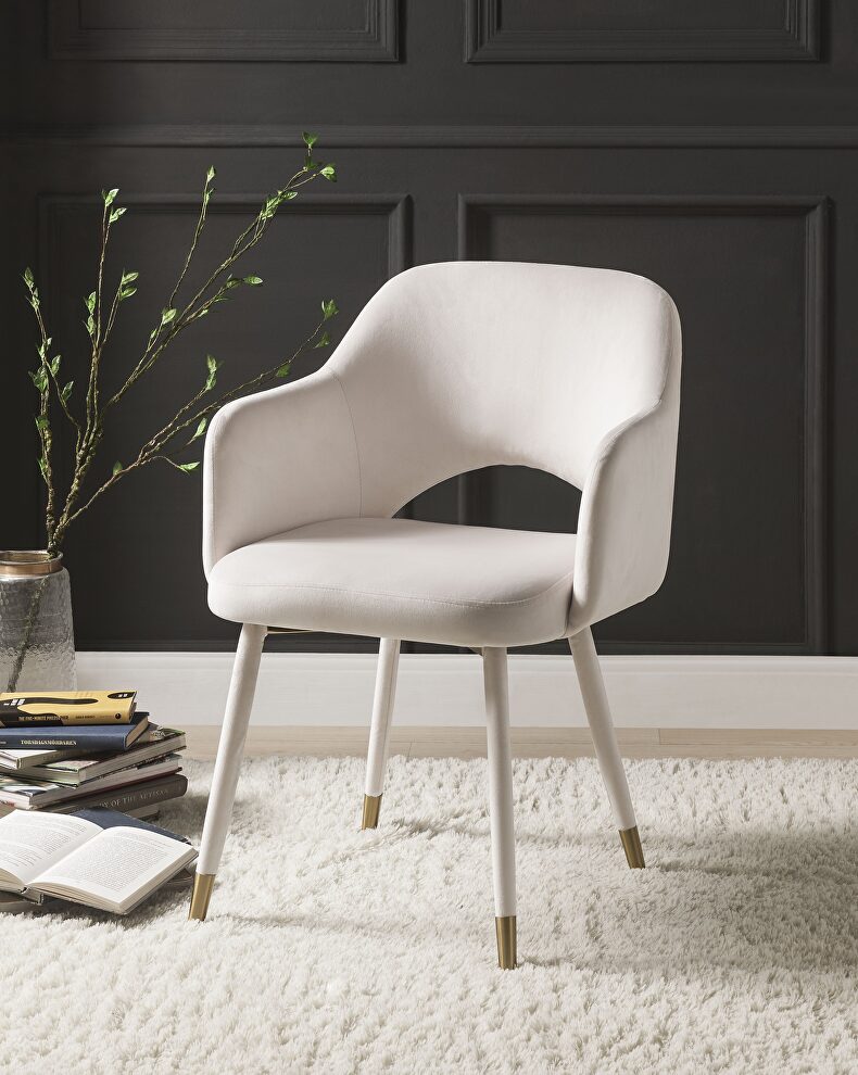 Cream velvet & gold accent chair by Acme