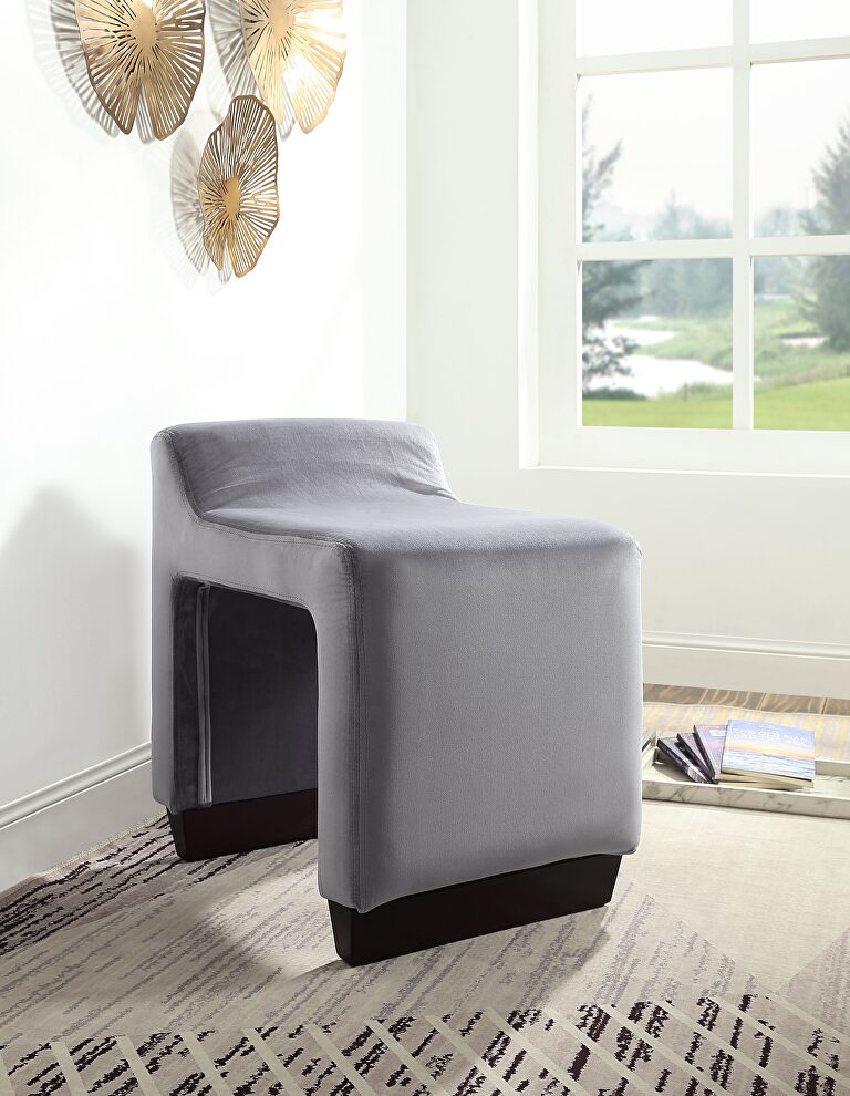 Gray flannel ottoman by Acme