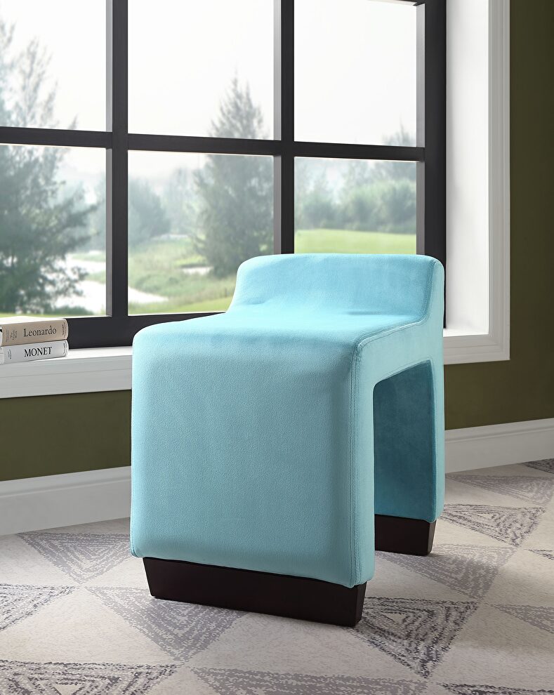Blue flannel ottoman by Acme