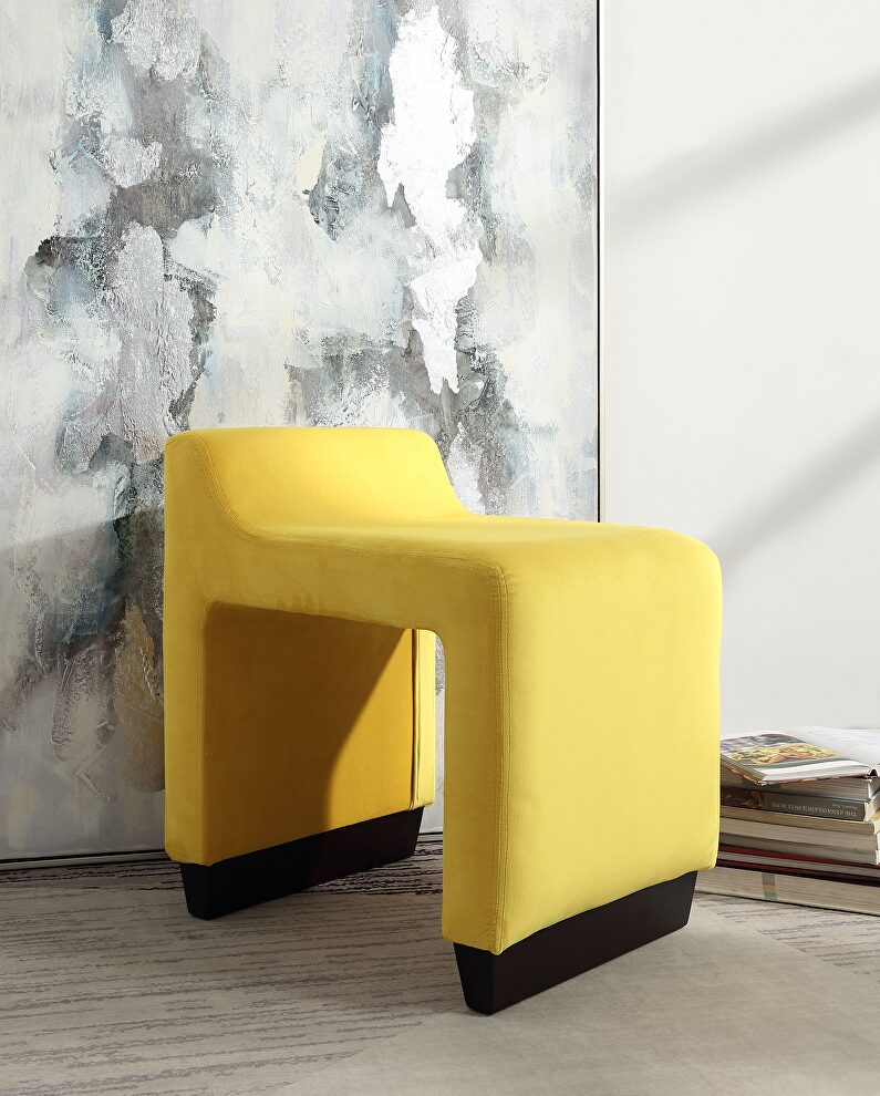 Yellow flannel ottoman by Acme