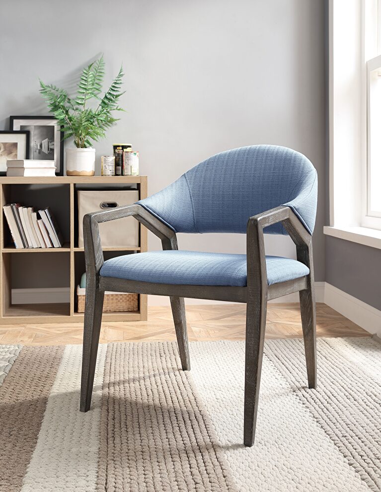 Blue linen accent chair by Acme