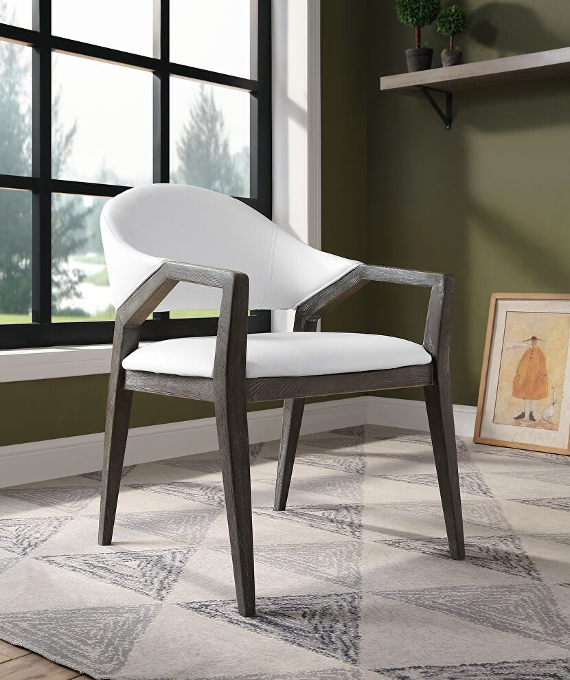 White pu accent chair by Acme