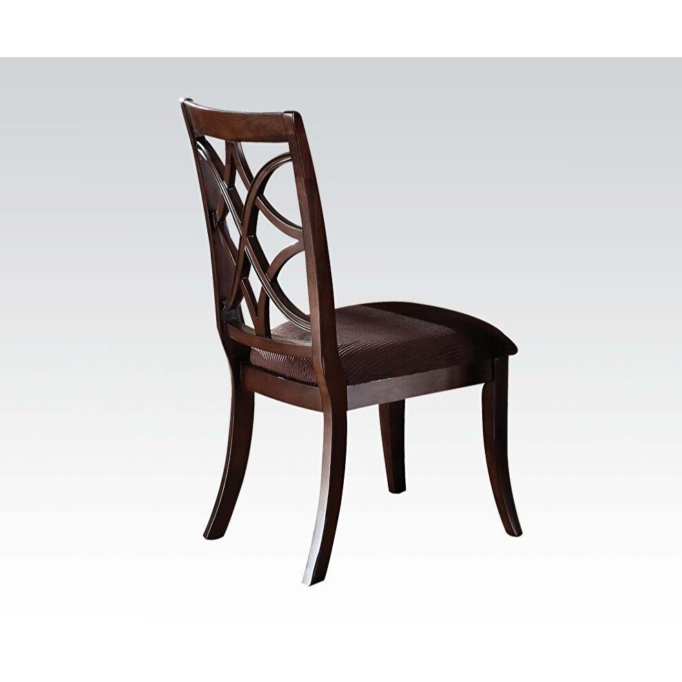 Brown microfiber upolstery & dark walnut base dining chair by Acme