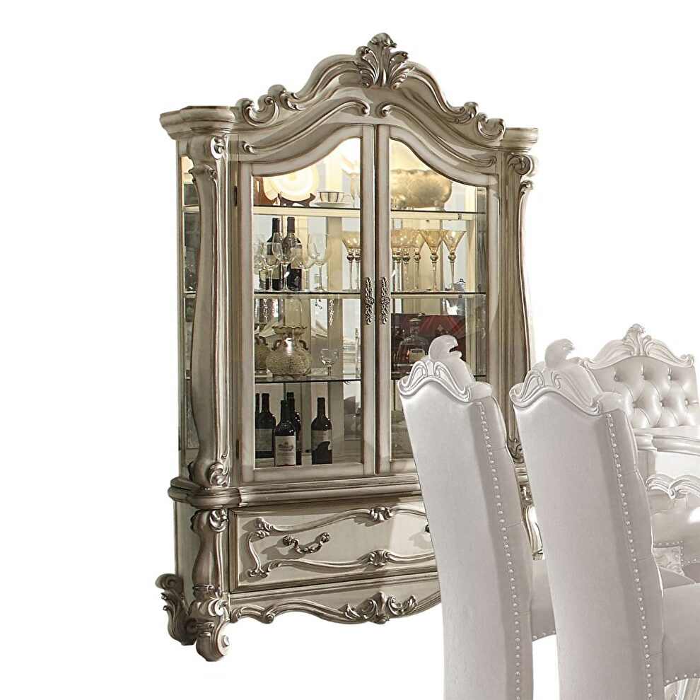 Bone white finish curio cabinet by Acme