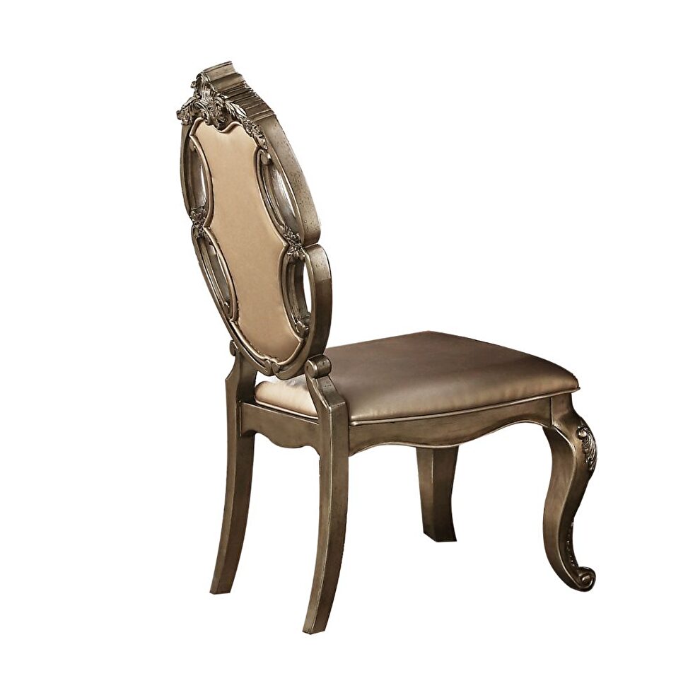 Pu & vintage oak side chair by Acme