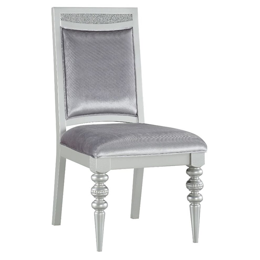 Fabric & platinum side chair by Acme