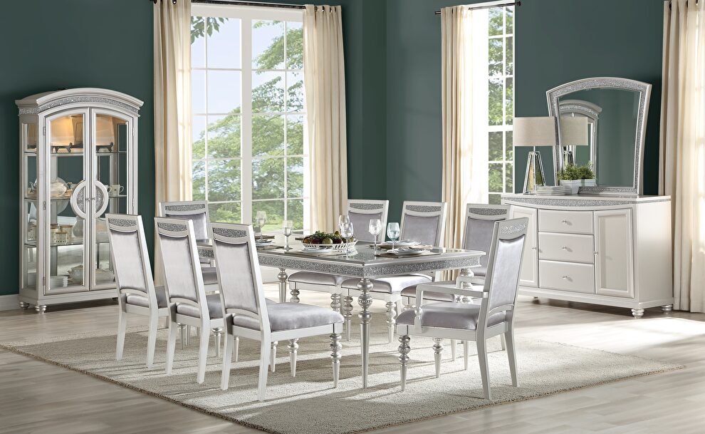 Platinum finish dining table by Acme