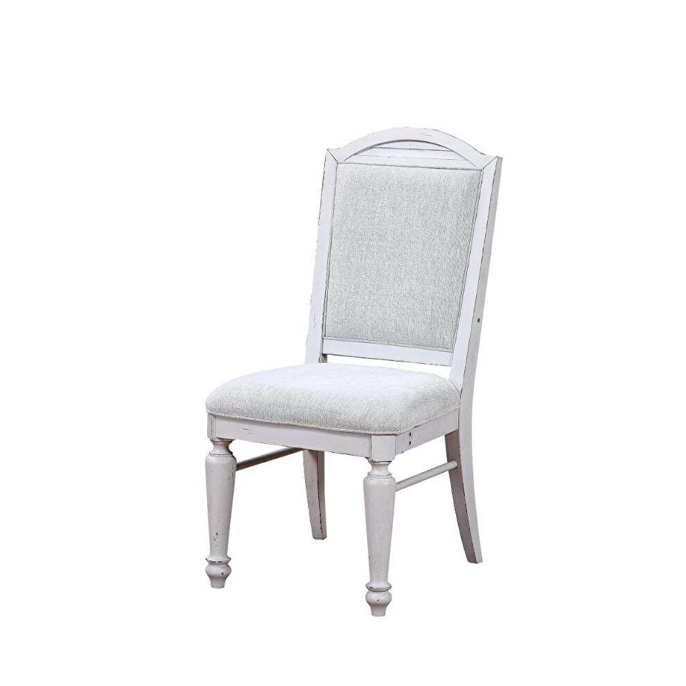 Oak & antique white finish side chair by Acme