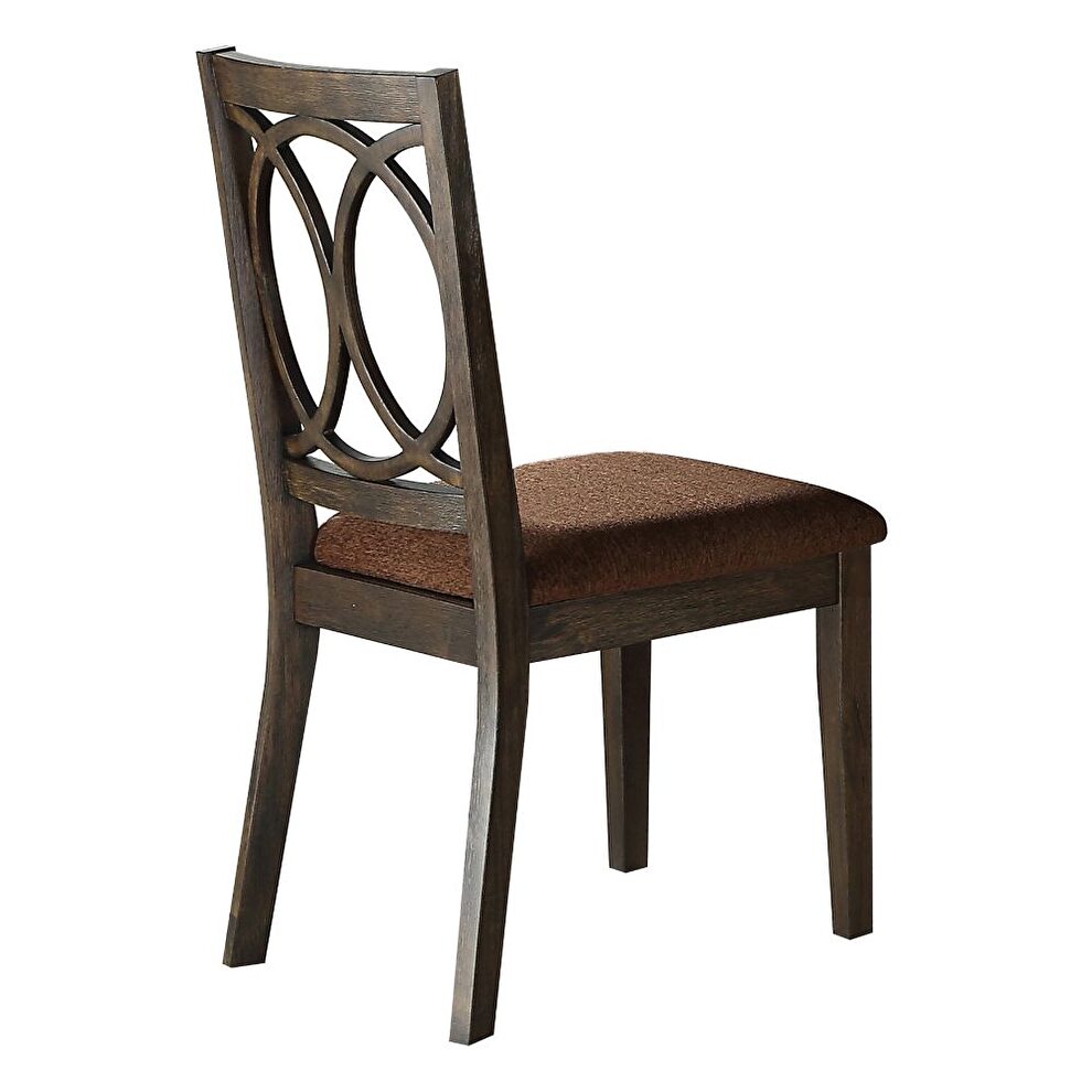 Brown fabric & espresso side chair by Acme
