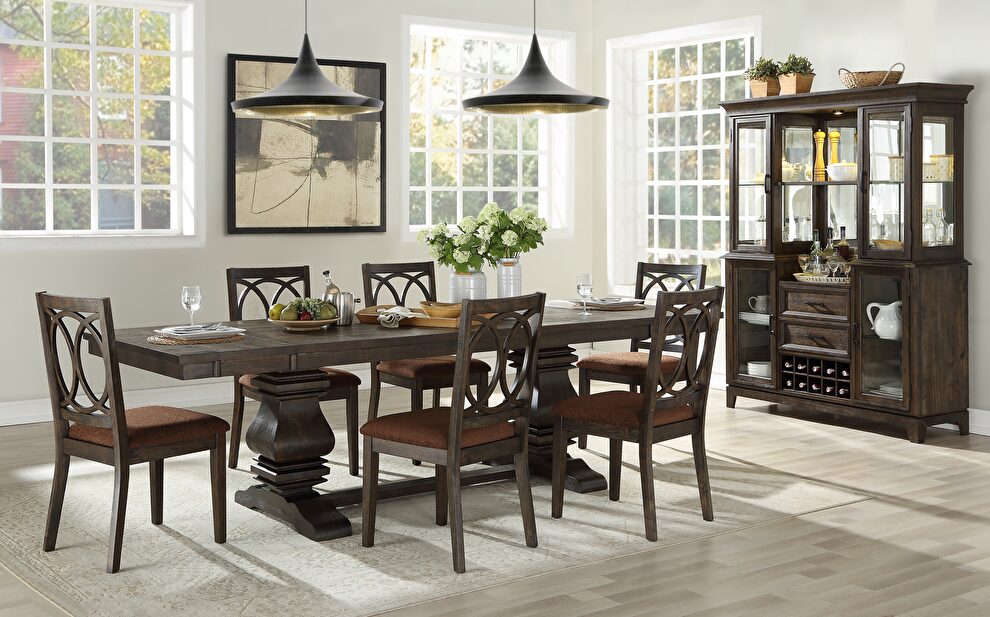 Espresso finish pedestal dining table by Acme
