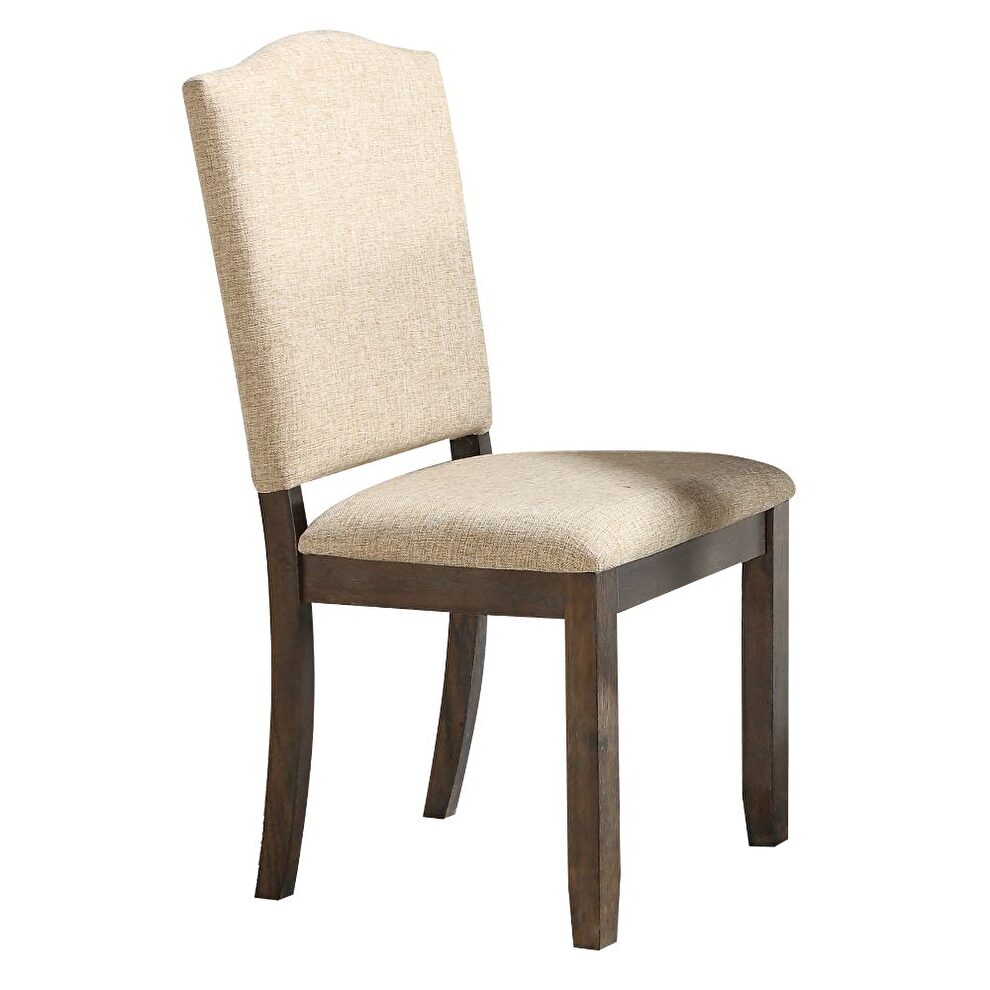 Tan fabric & walnut finish side chair by Acme