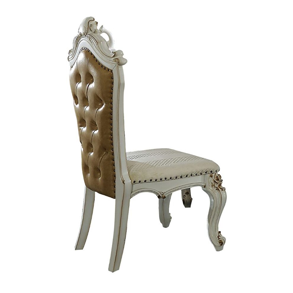 Fabric/butterscotch pu & antique pearl side chair by Acme