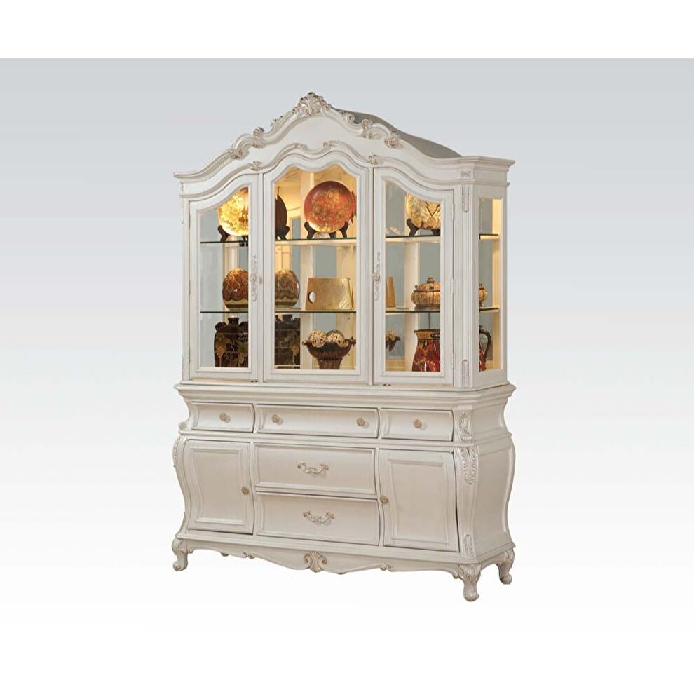 Pearl white hutch & buffet by Acme