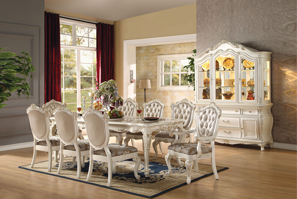 Marble & pearl white dining table by Acme