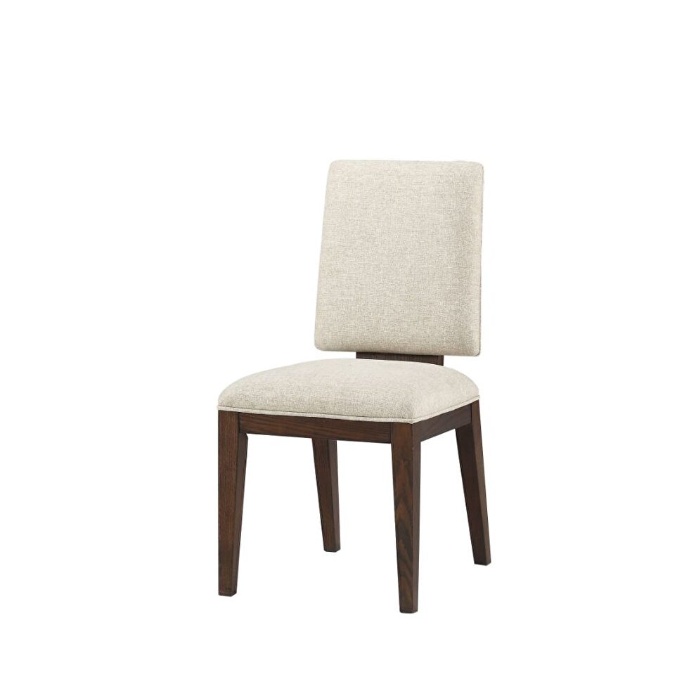 Fabric & walnut finish side chair by Acme