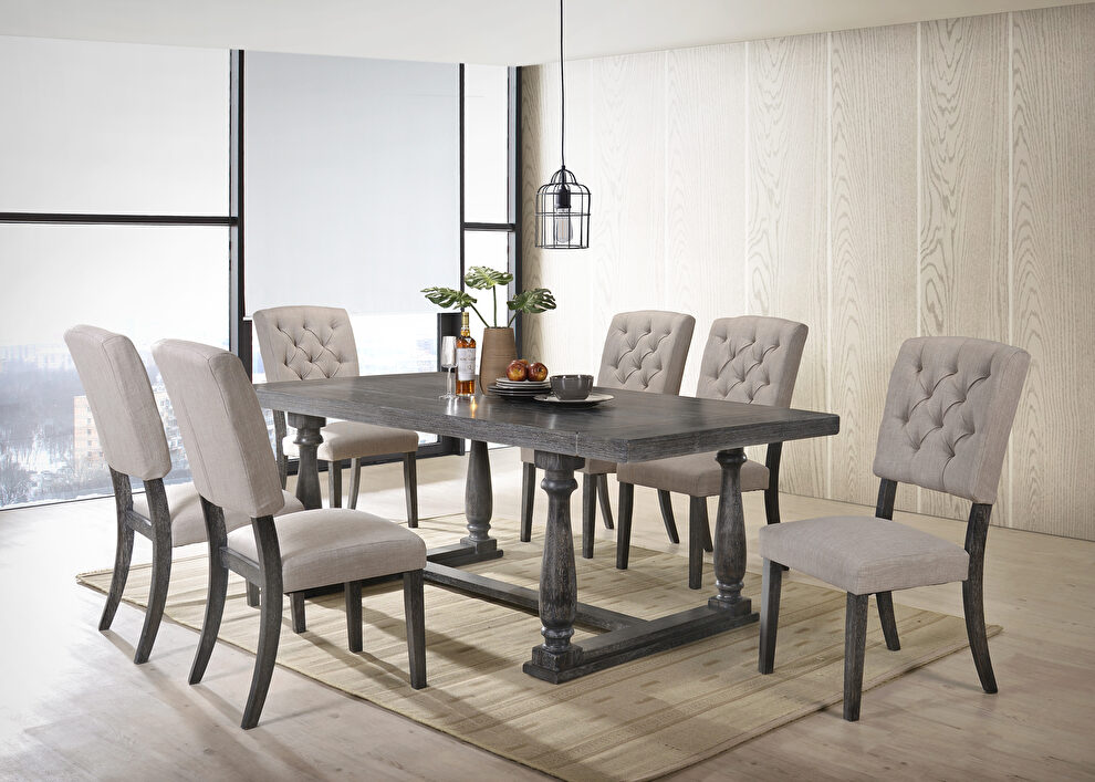 Weathered gray oak finish dining table by Acme