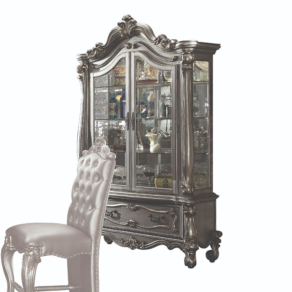 Antique platinum curio cabinet by Acme