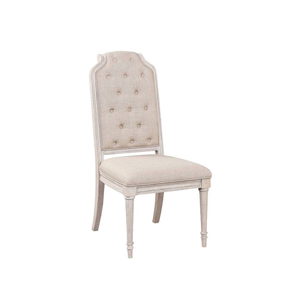 Fabric & antique champagne side chair by Acme