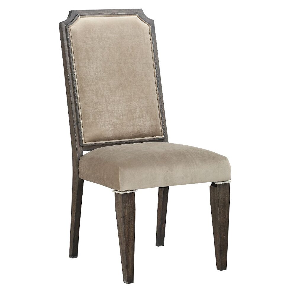 Fabric & walnut finish side chair by Acme