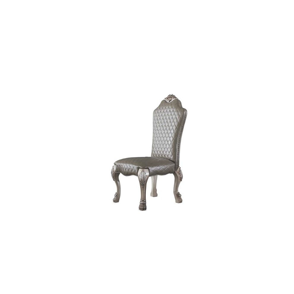Vintage bone white & pu side chair by Acme