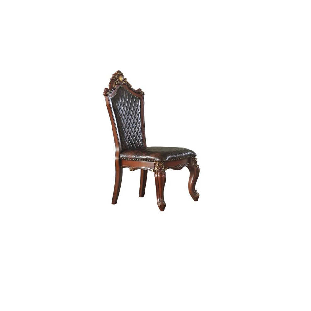 Cherry oak & pu side chair by Acme