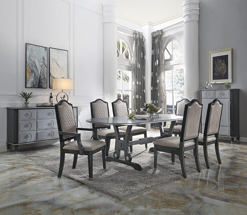 Charcoal finish richly textured dining table by Acme